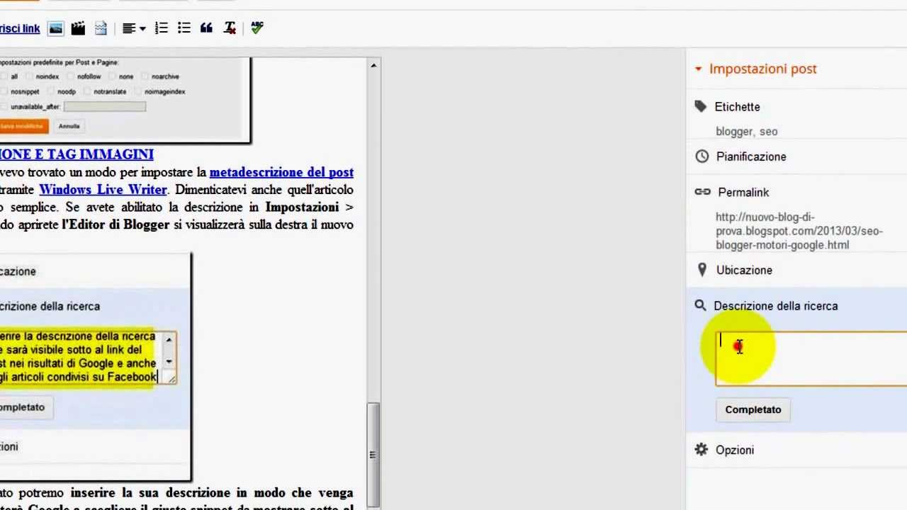 Consigli per la ottimizzazione SEO di post su Blogger