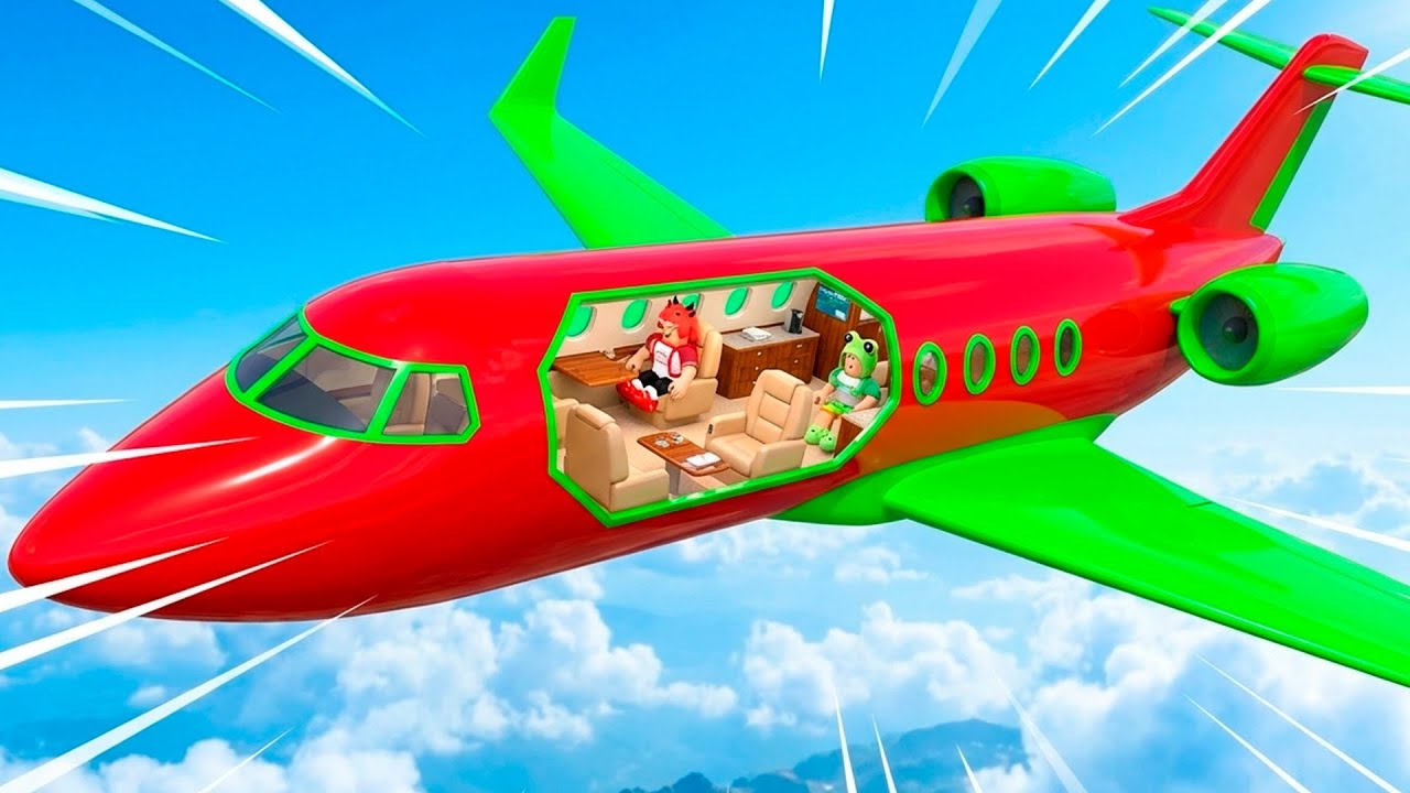 😱 Red Dino & Mikey Frog POOR NOOB PLANE vs RICH PRO PLANE in Roblox! From BROKEN to LUXURY AIRPLANE!