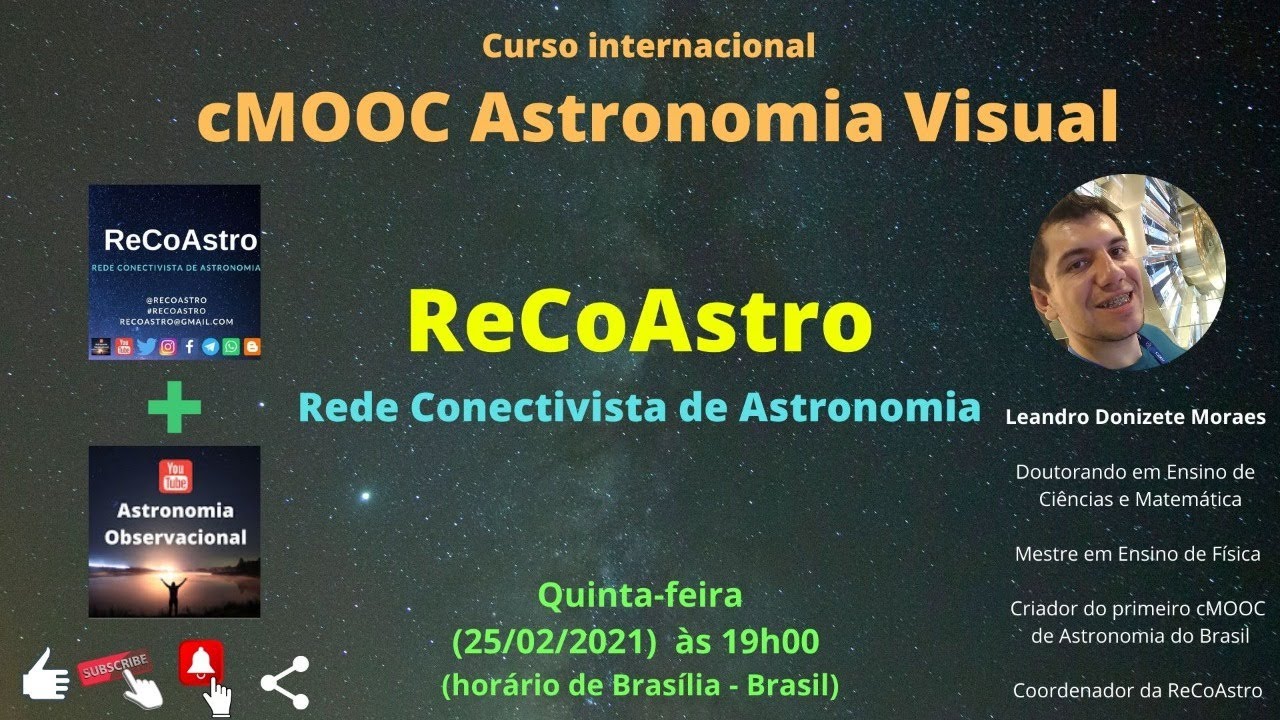Live de inaugura&ccedil;&atilde;o da ReCoAstro - Rede Conectivista de Astronomia