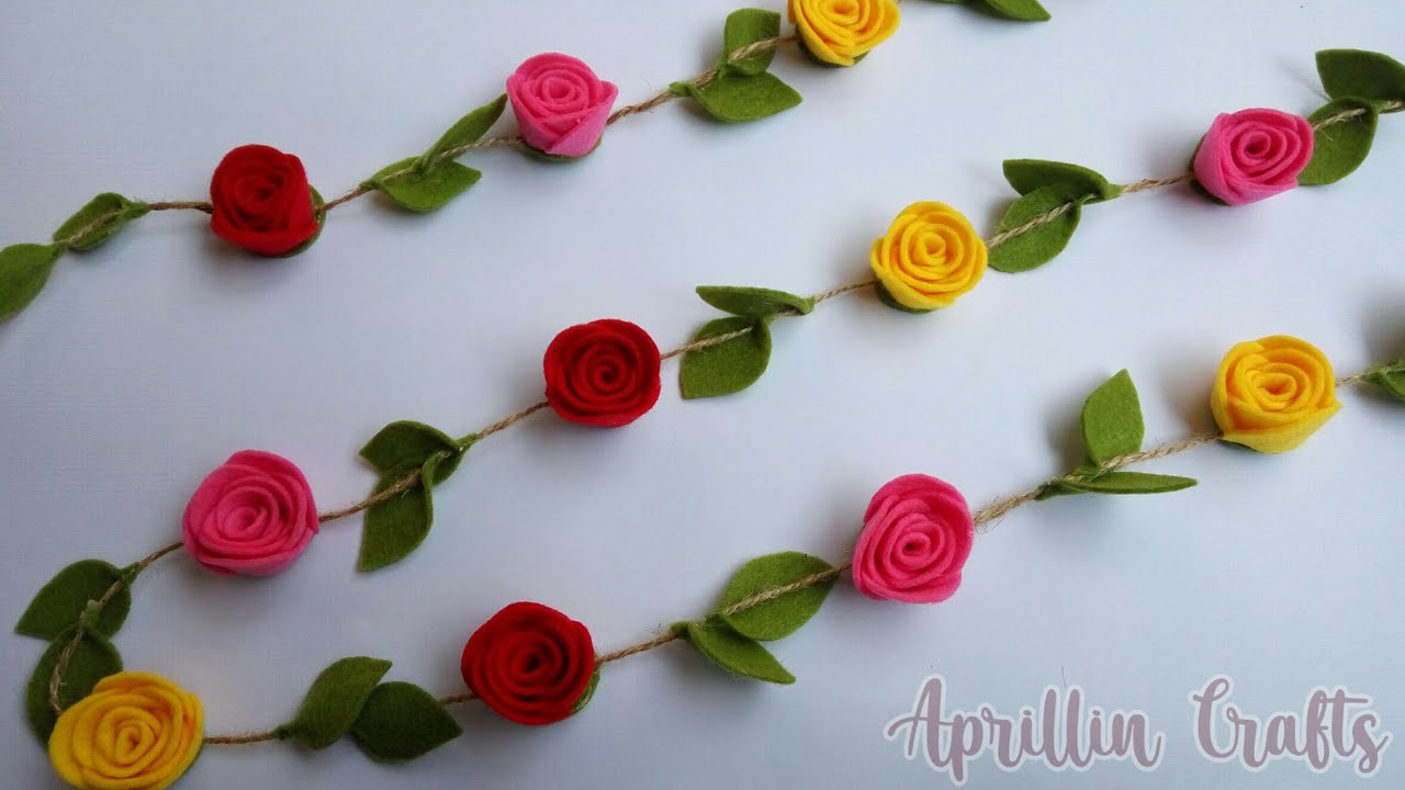 diy simple and easy flower garland || felt flower garland