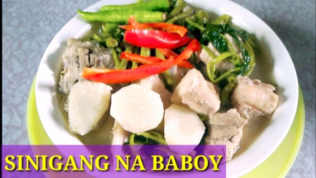 PORK SINIGANG WITH TARO KANGKONG STRING BEANS BANANA BLOSSOM l SINIGANG NA BABOY NA MAY GABI atbp.