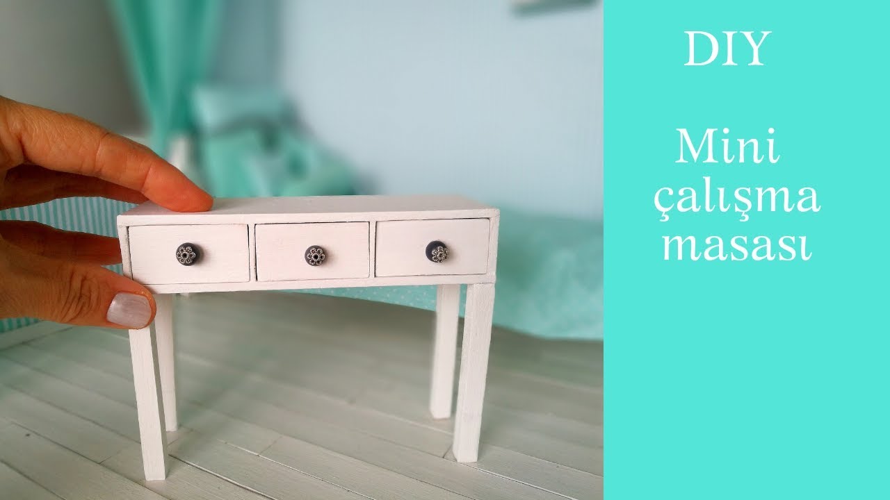 Mini çalışma masası yapımı/DIY Barbie mobilya/Jak zrobić biurko dla lalki/Dollhouse Desk/Escritorio