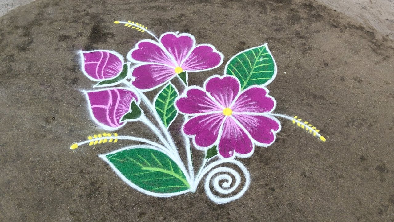 Beautiful flowers rangoli kolam /5*3  Friday kolam 