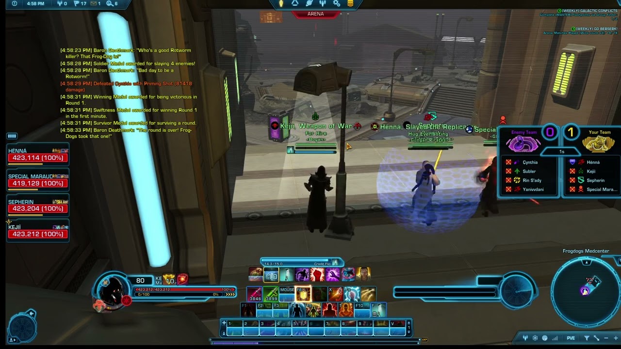 Swtor 7.8 PvP - Arsenal Mercenary - 4v4 Corellia Square