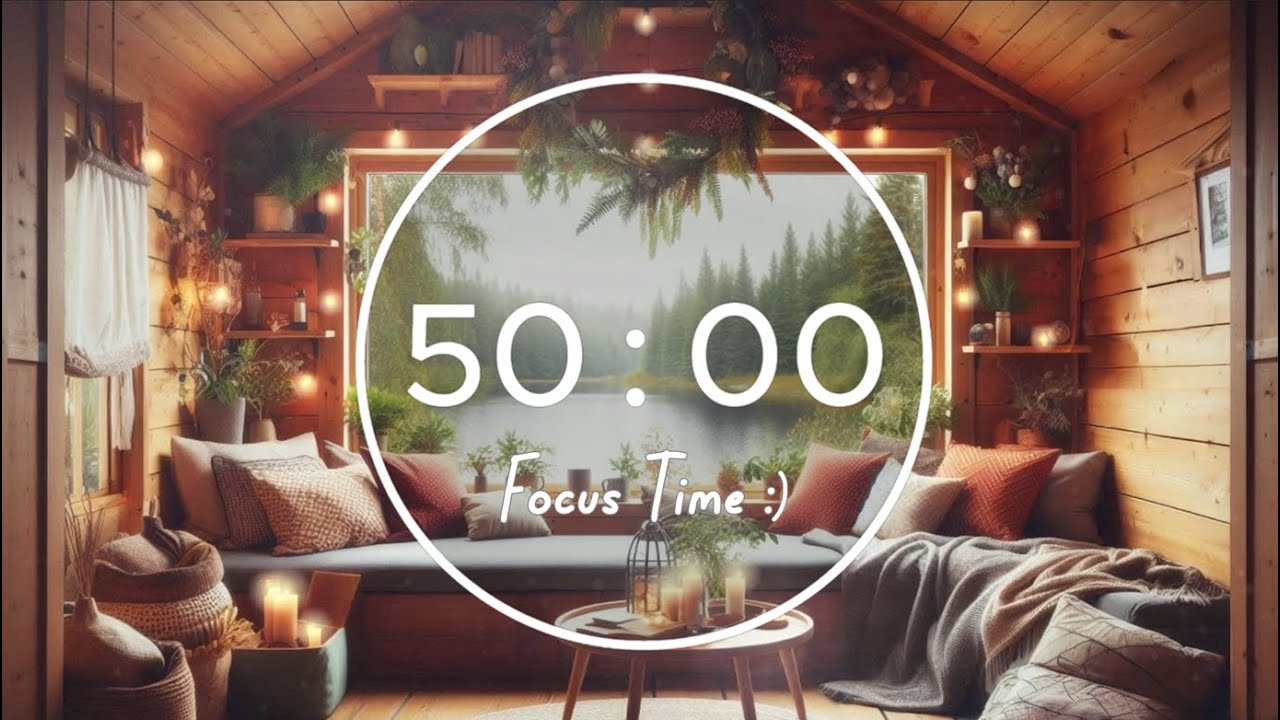 🌲 50-10 Pomodoro Timer Lofi | Cozy Lake Cabin Ambience & Lofi Beats 🎵 | Deep Focus Study Session