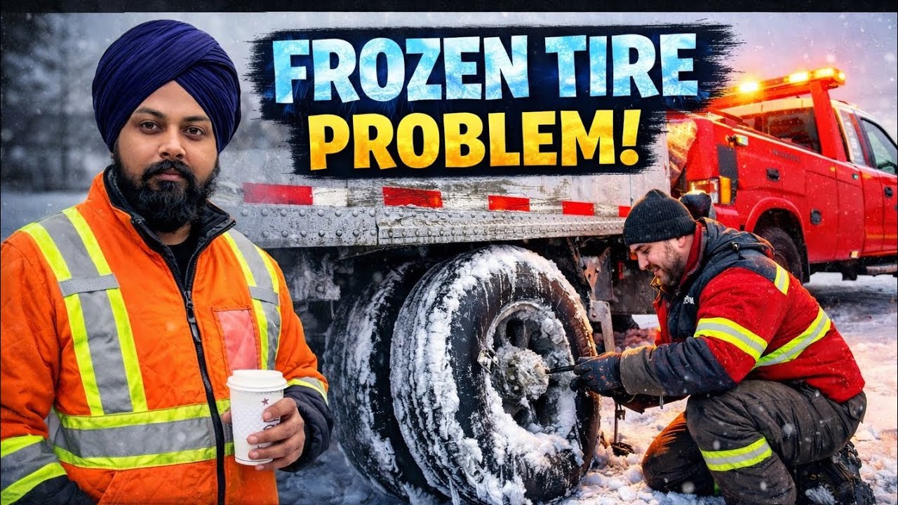 Frozen Tires = Big Trouble 🚛 Trucking Vlog Canada