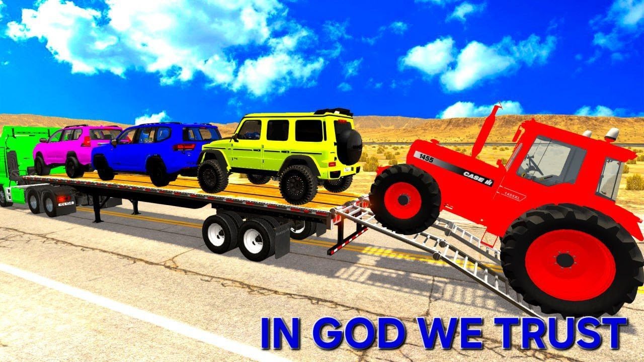 Flatbed Truck McQueen    Transportation with Truck -Pothole vs Car# BeamNG Drive Gameplay