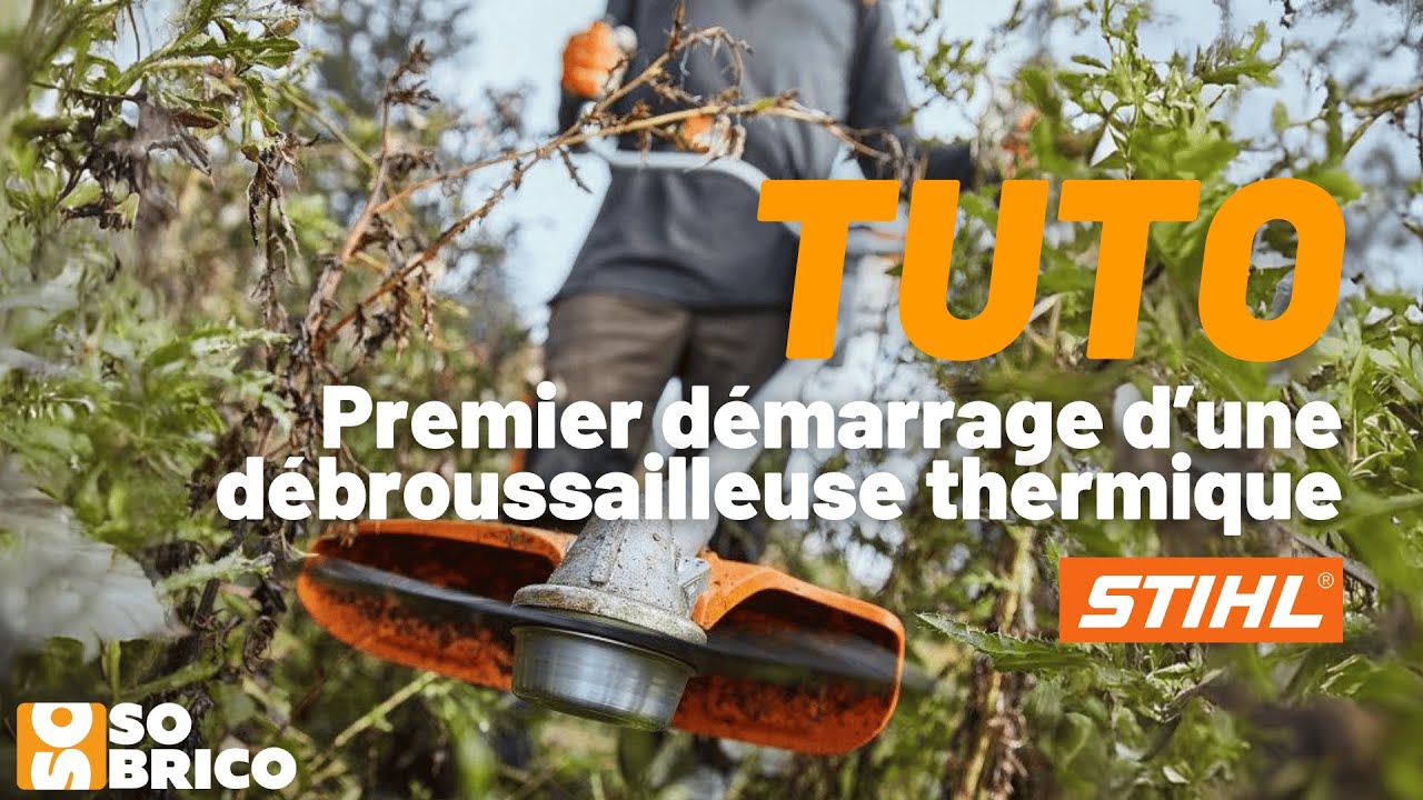 TUTO SOBRICO - Premier d&eacute;marrage d'une d&eacute;brousailleuse thermique 2 temps STIHL 🌳