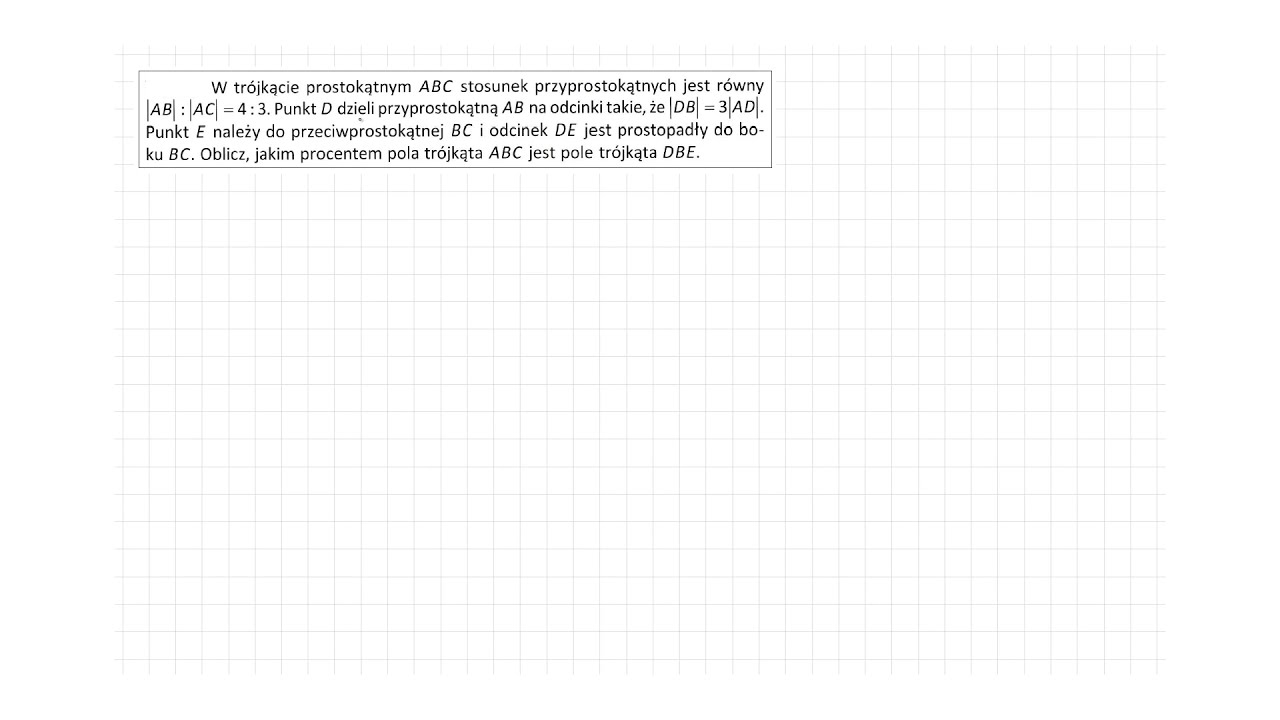 [7.101/s.142/ZP2OE] W trójkącie prostokątnym ABC stosunek przyprostokątnych jest równy AB:AC = 4:3.