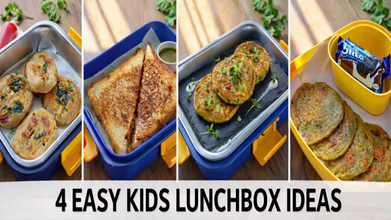 4 Easy Kids Lunchbox Recipes | Healthy Veg Tiffin Ideas For School | No Junk Lunchbox 