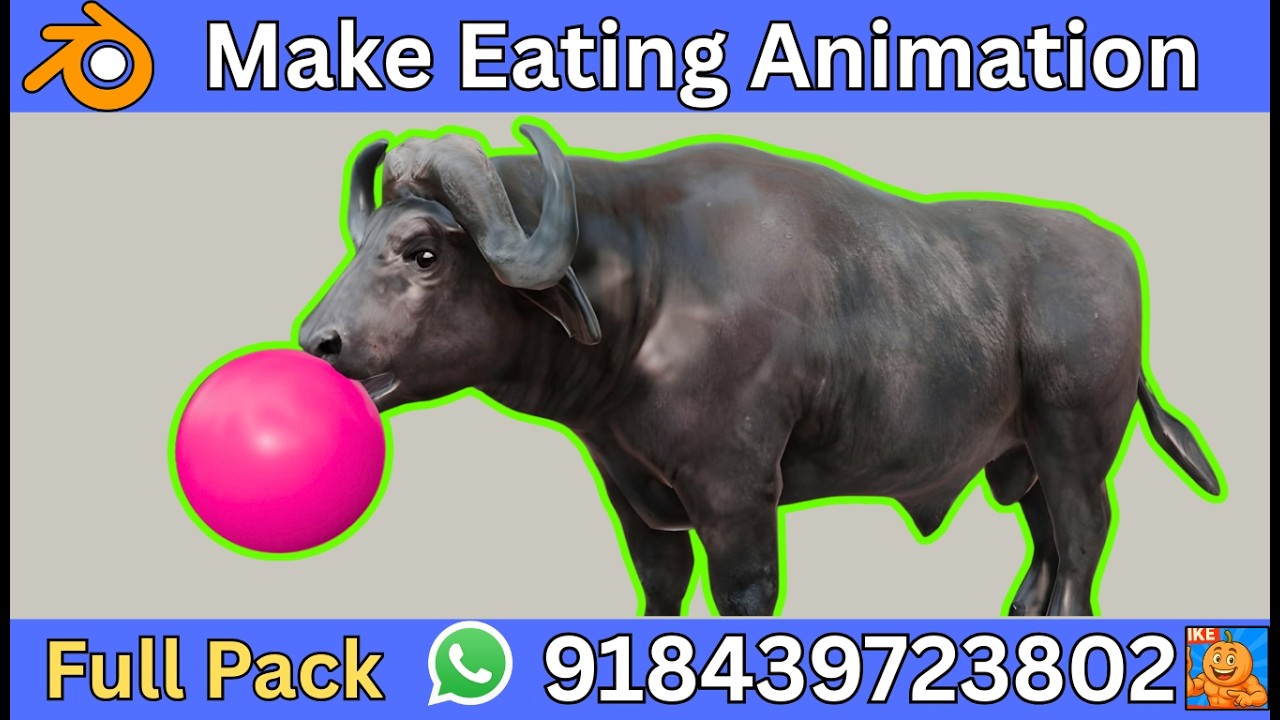 Animal Eating Animation Blender | How to make animal crossing fountain video in blender