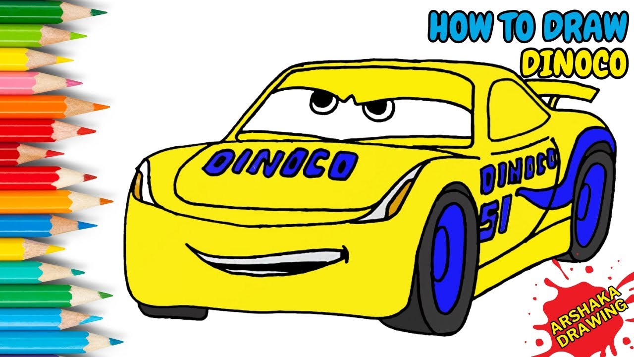 How to Draw Dinoco from Disney Pixar Cars | Lightning McQueen | Tokyo Mater | Arshaka Drawing