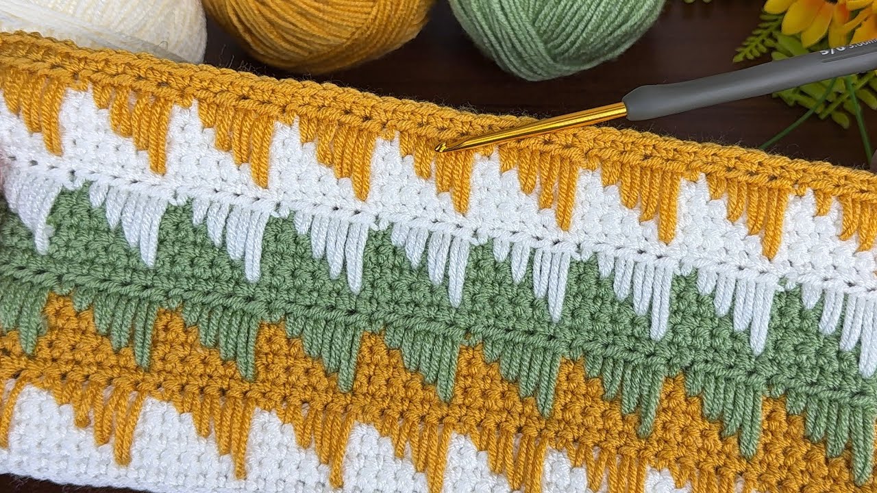 kilim desenli çok kolay tığ işi. çok amaçlı tığ işi çanta battaniye dedeni 