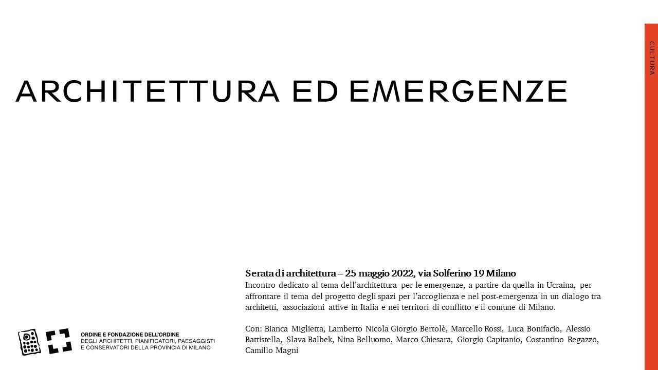 Architettura ed emergenze | 25 maggio 2022