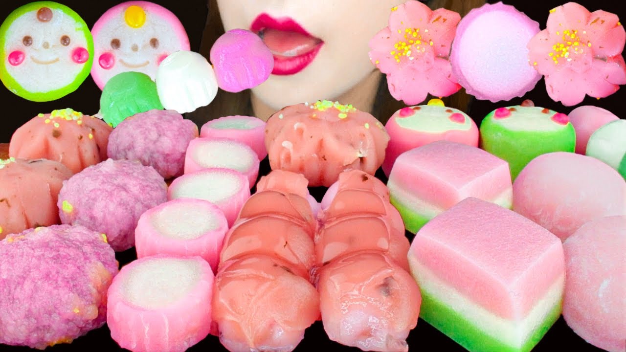 ピンクのお餅🩷 【ASMR】【咀嚼音 】MUKBANG 먹방 食べる音 EATING SOUNDS NO TALKING