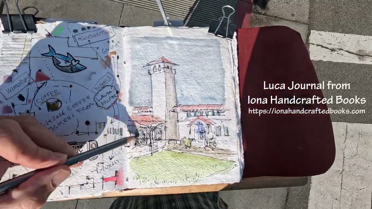 San Anselmo Town Hall Urban Sketch Watercolor