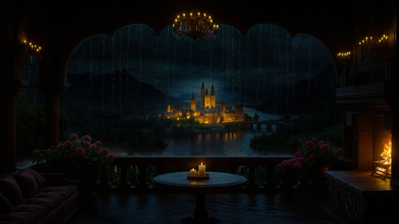 Deep Sleep in 5 Minutes 😴 Rainy Night at the Castle Fireplace • Release Stress & Sleep Fast