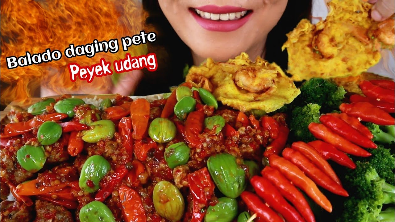 ASMR BALADO DAGING PETE +  PEYEK UDANG +  BROKOLI | ASMR MUKBANG INDONESIA
