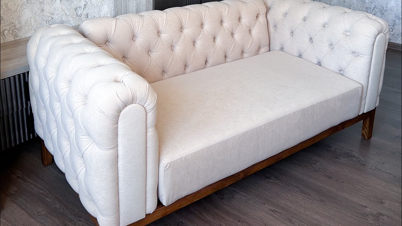 Процесс изготовления дивана с каретной стяжкой для дома DIY Chesterfield sofa