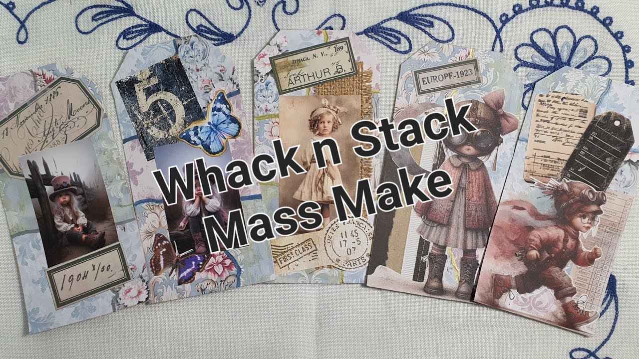 Embellishing Whack n Stack Tags ; No Waste Wednesday Ephemera Building
