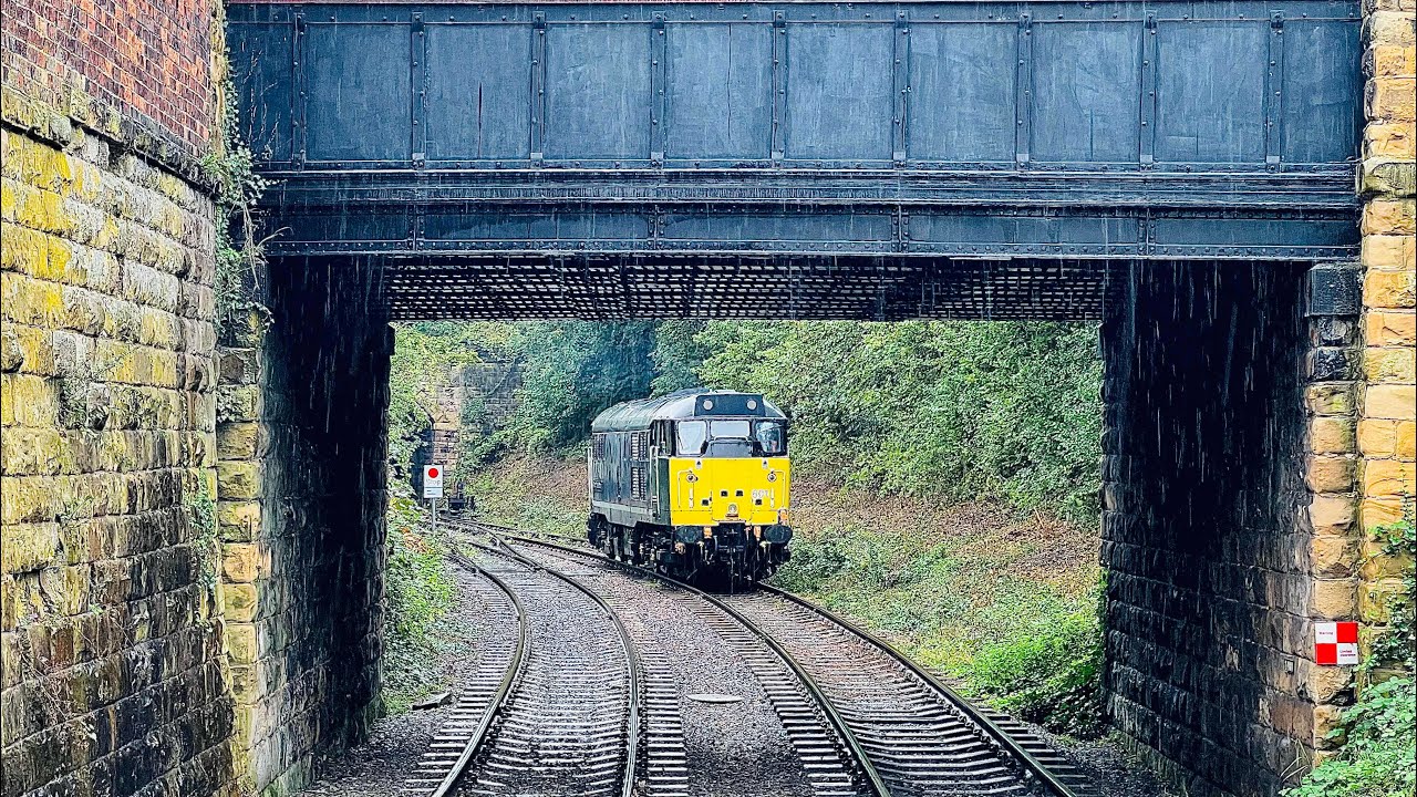 BR Class 31 Diesel locomotive 31601 at a very wet Ecclesbourne Valley Preserved Railway