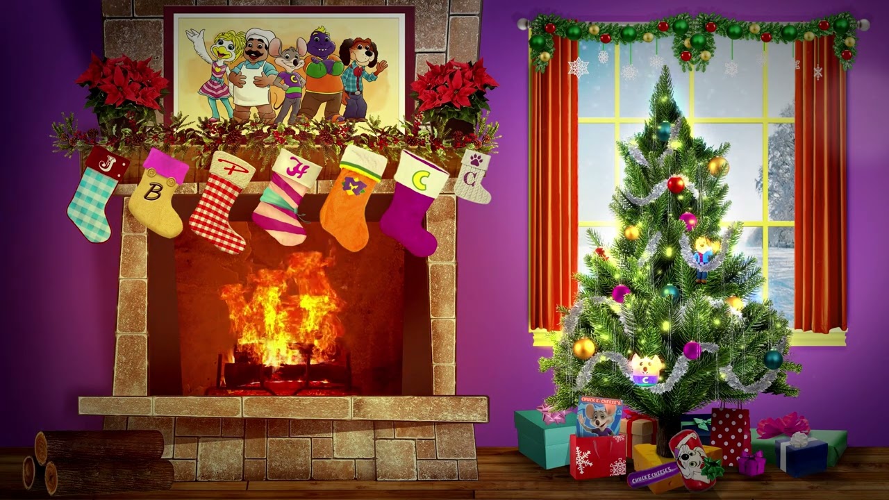 Chuck E. Cheese Yule Log and Holiday Music