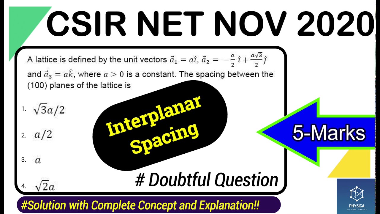 Interplanar spacing Question Solution| CSIR NET NOV 2020| Section-C: 5-Marks| Complete Solution| NTA