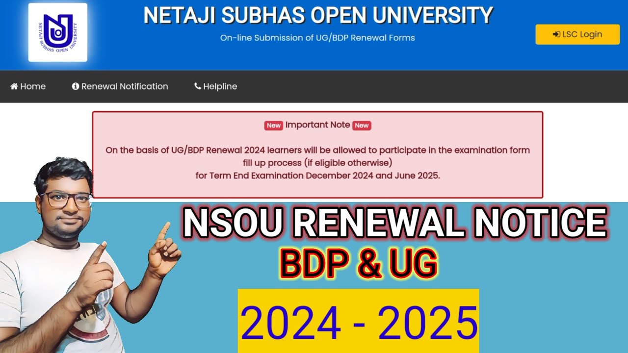 NSOU BDP/UG Renewal 2024 | Netaji Subhash Open University BA, BSc, BCom Renewal Process 2024 New 🔥