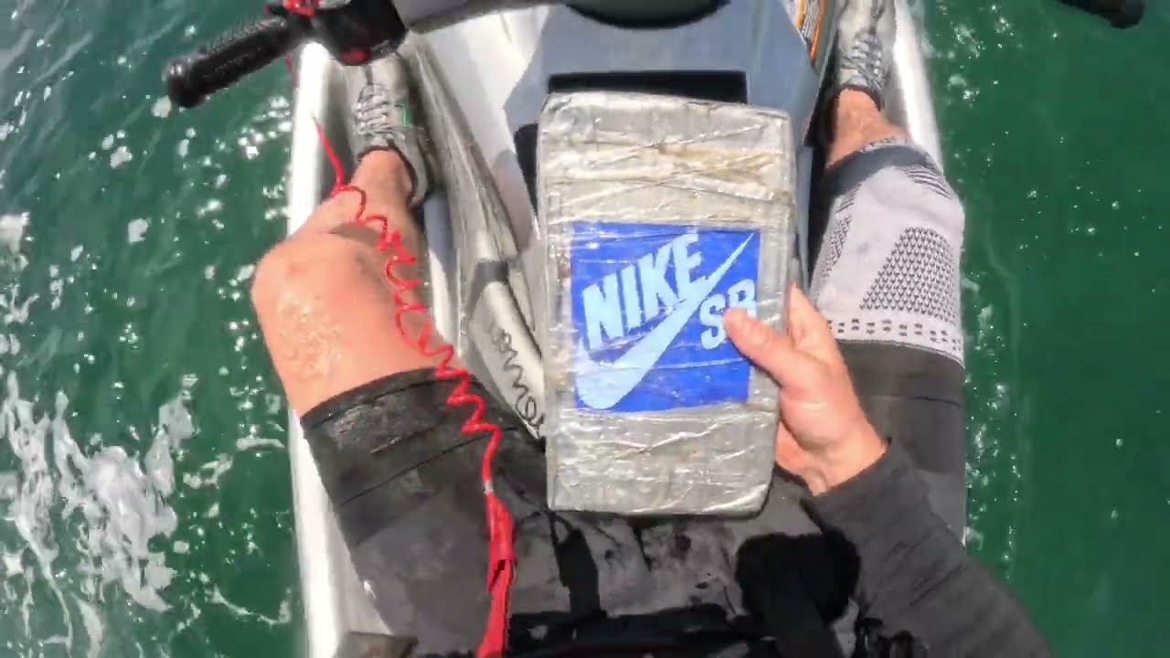 Crazy guy on jet ski finds Cocaine brick off Australian coast.