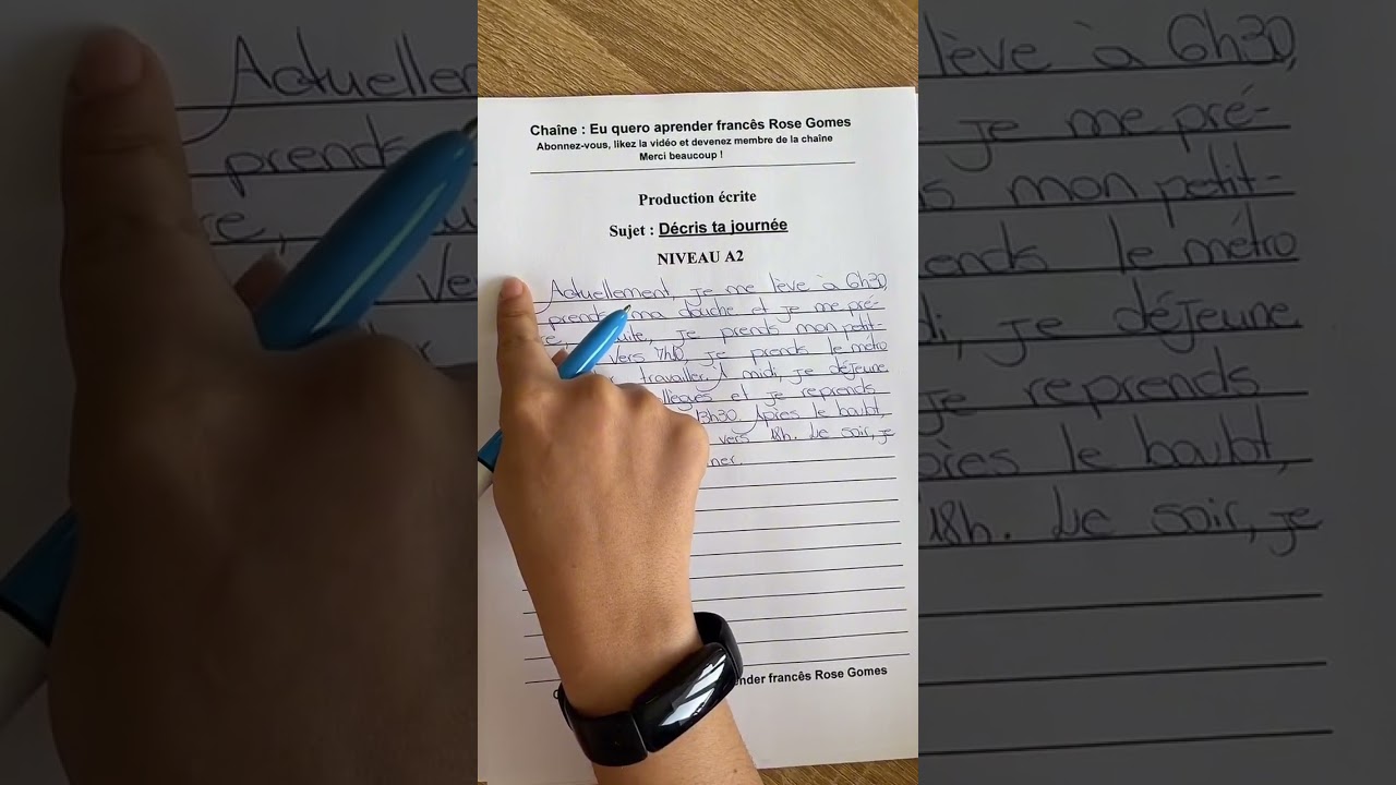 Texte en français au niveau A2 : décris ta journée