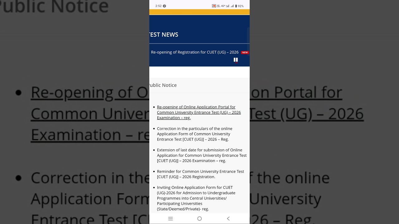 CUET UG 2026 | Portal Reopened for new Application & Correction #ktvschool #cuet #nta