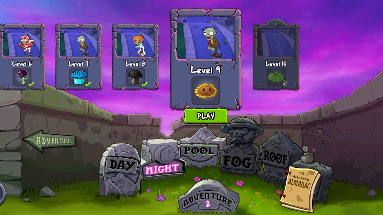 Plants versus zombies 🧟 Adventure 2 night level 9
