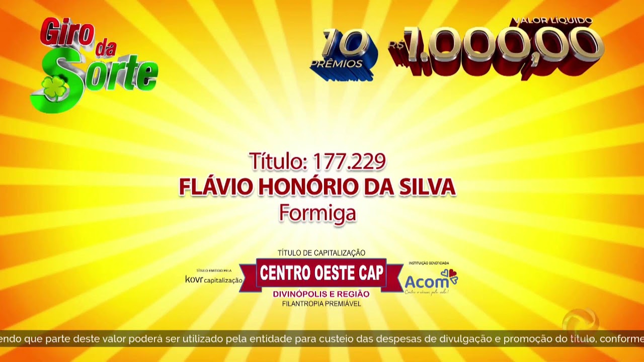 SORTEIO CENTRO OESTE CAP - AO VIVO   -   05/04/2026