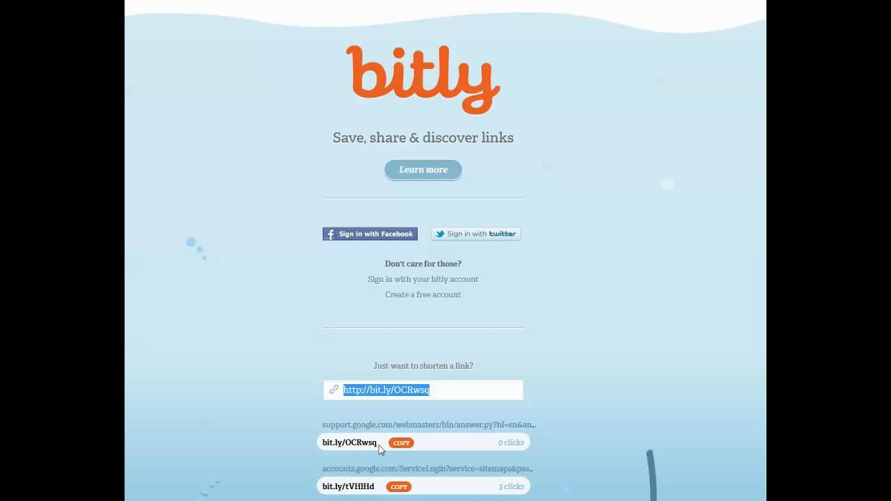Bit.ly.com to shorten, rename or track your URL links