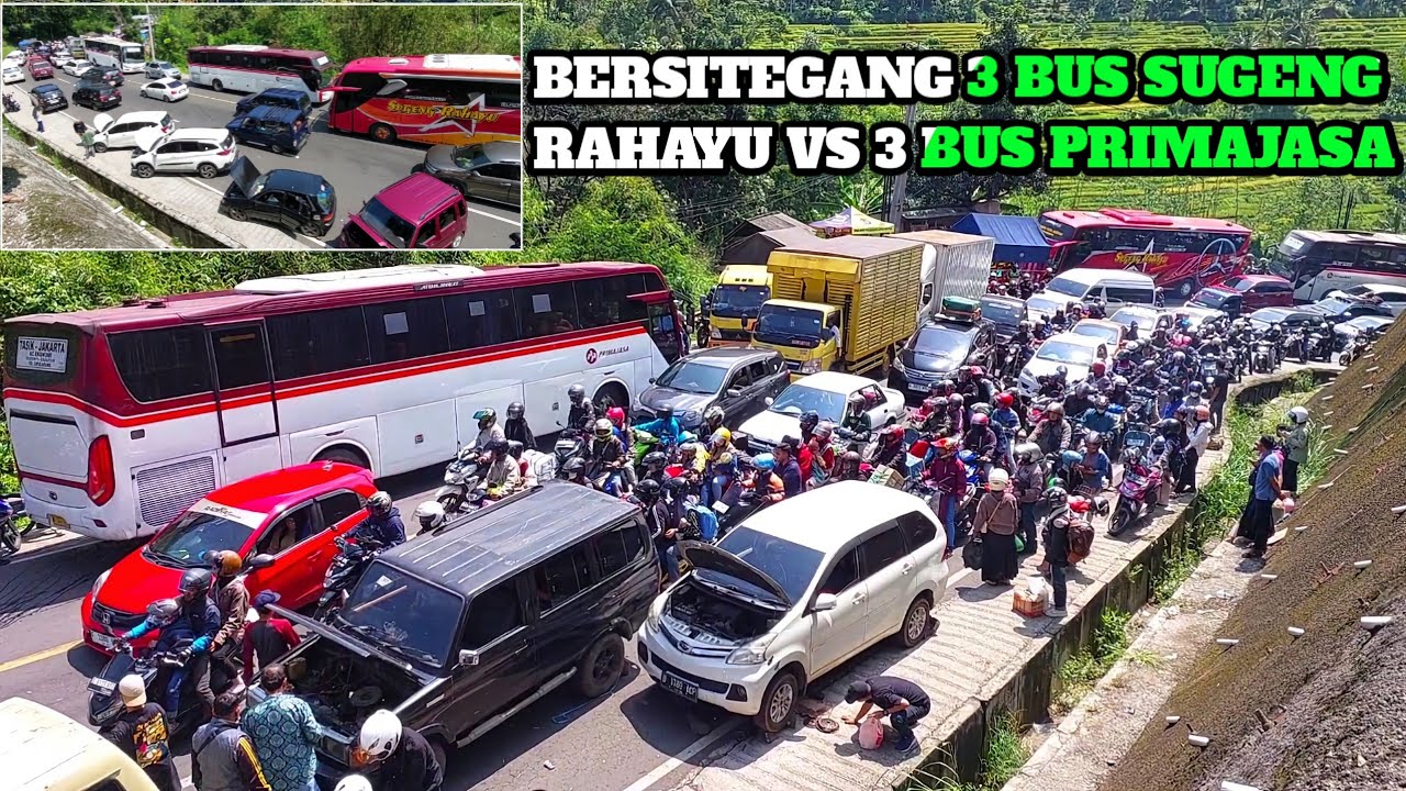 Bersitegang ‼️3 bus sugeng rahayu VS tiga bus primajasa saat puncak arus balik