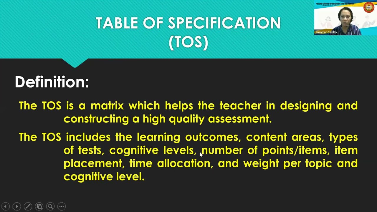 Table of Specifications