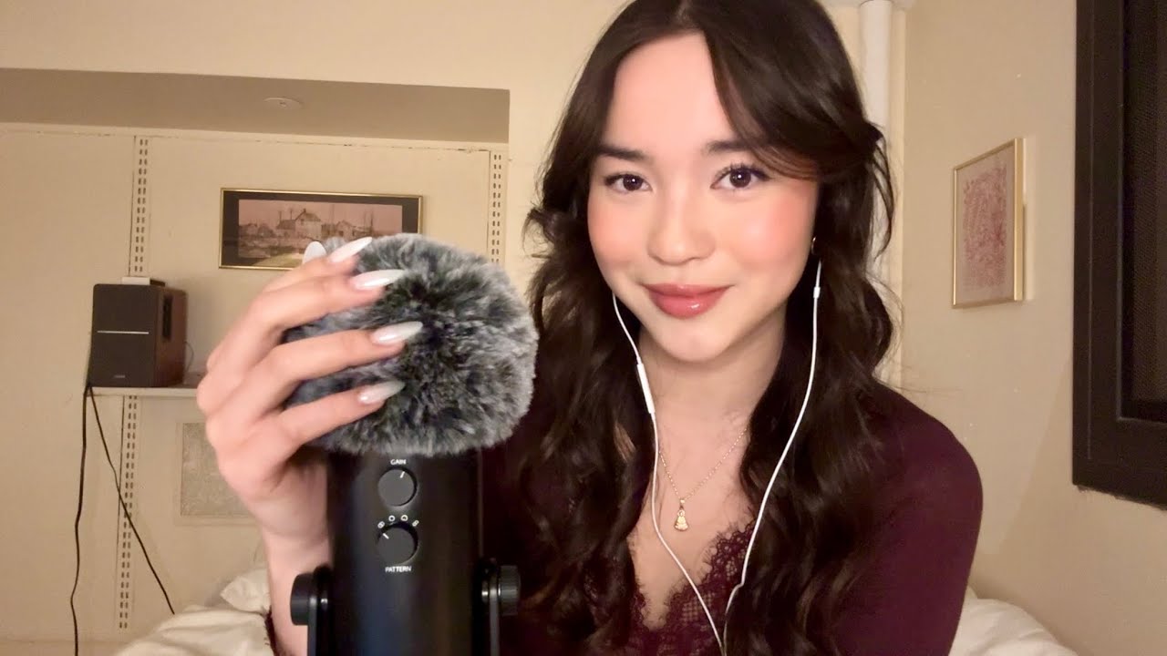 ASMR fluffy mic scratching whisper ramble