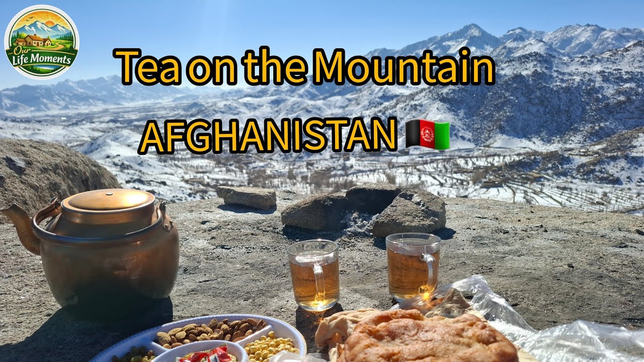 Peaceful Tea Time on the Mountain Afghanistan . 