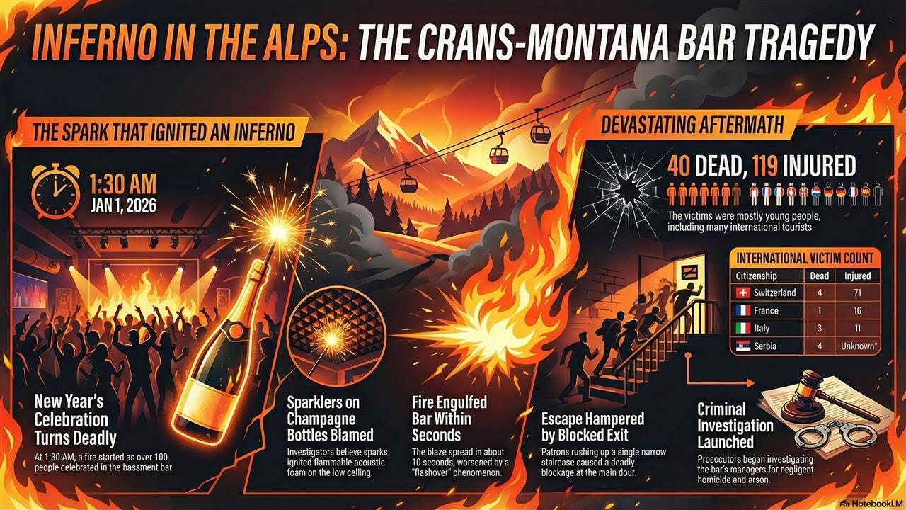 Tragedia en Suiza: 40 Muertos en Incendio de Bar Crans-Montana (Tragedy in Switzerland: 40