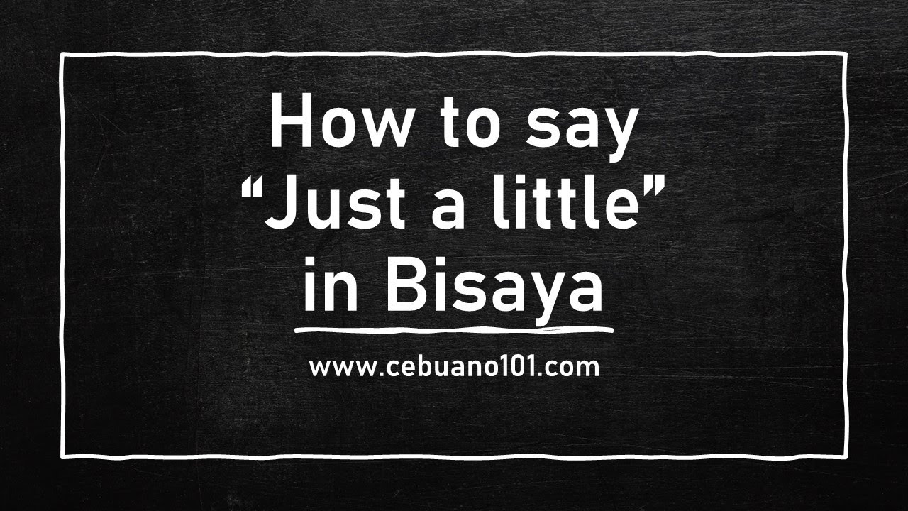 How to say Just a Little |  Basic Conversation Bisaya for English Speakers