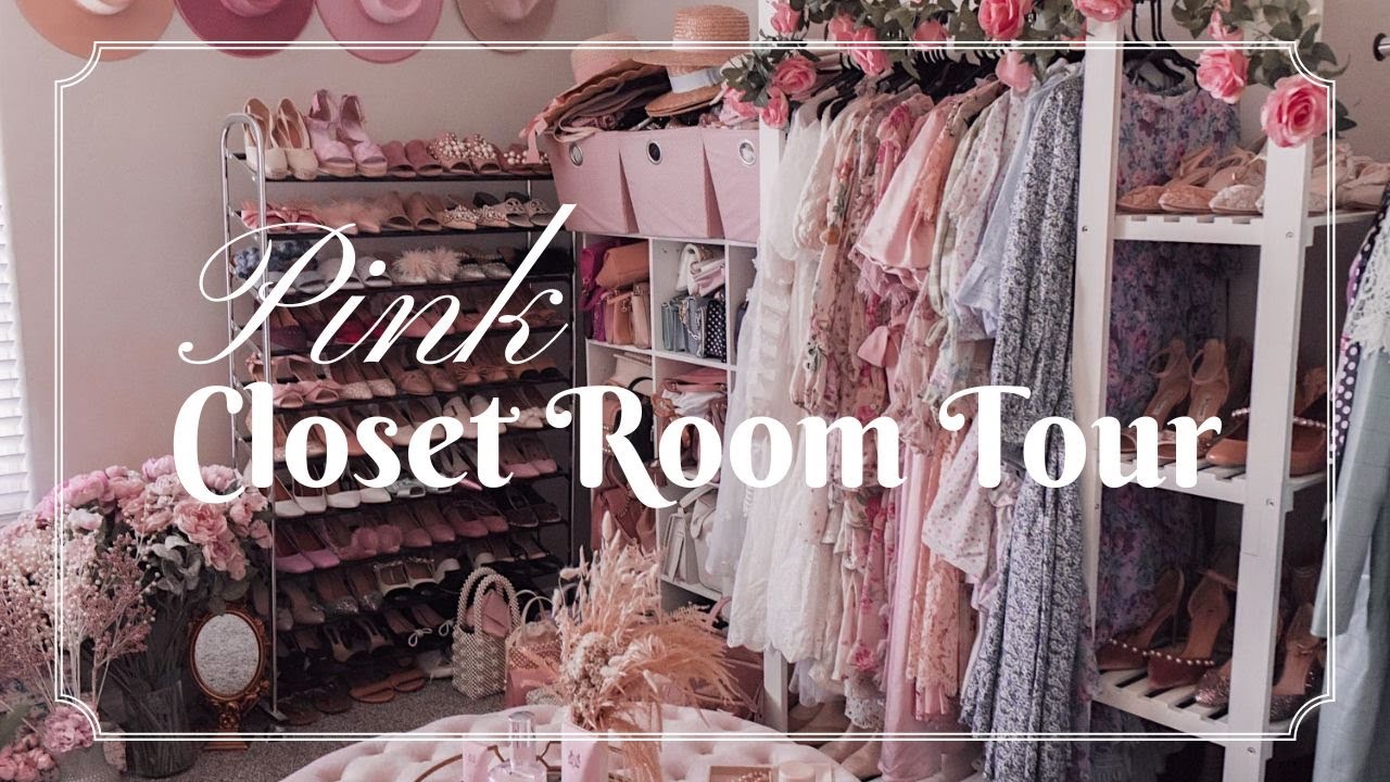 Pink Closet Tour | Girly Cottagecore Fashion Blogger Walk In Closet Room Tour 2022