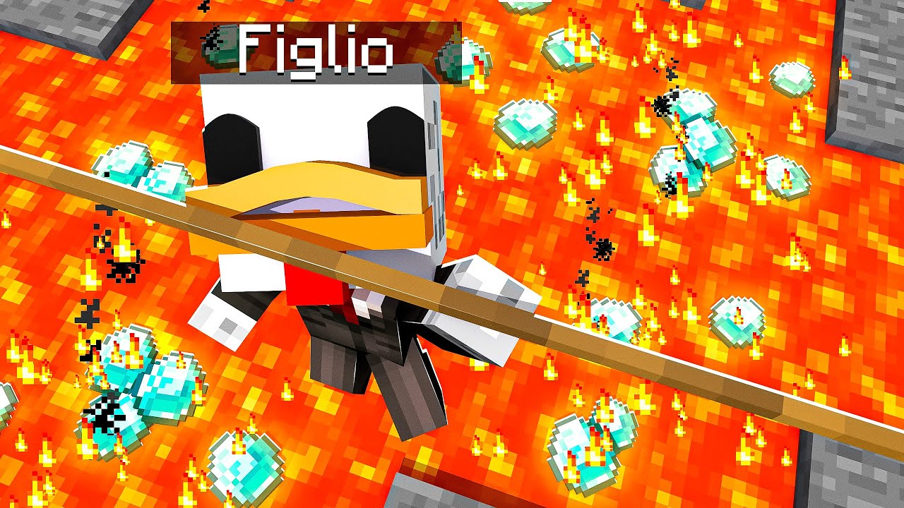 MIO FIGLIO CADE NELLA LAVA E PERDE TUTTI I DIAMANTI SU MINECRAFT