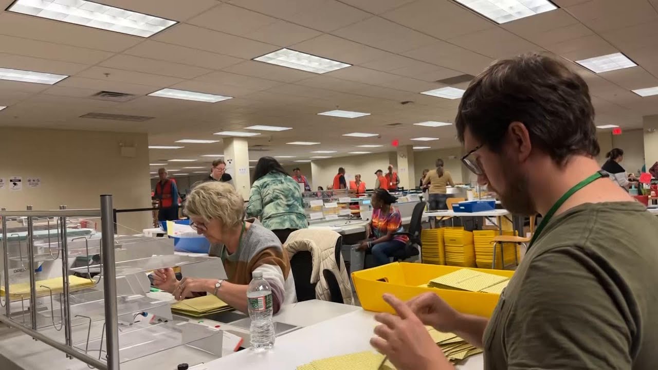 Poll workers in Pennsylvania begin counting ballots