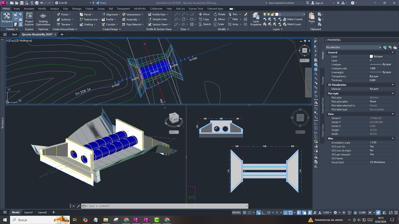 Alcantarilla avanzada en Civil 3D 2026 con Subassembly Composer | Aplicación real en corredor