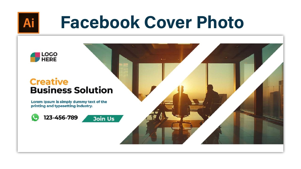 How to Design Facebook Cover Photo in Adobe Illustrator | Step by sky Tech Step Urdu/Hindi
