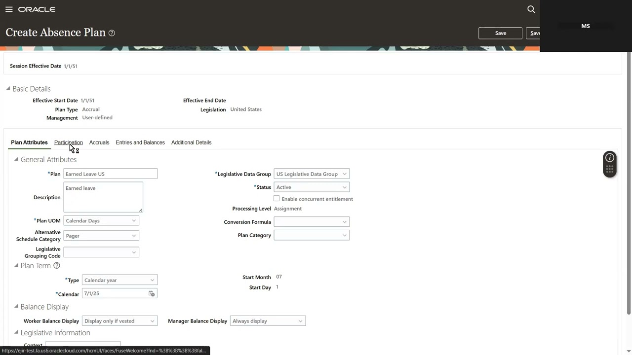Oracle Absence Management - Accrual Plan configuration