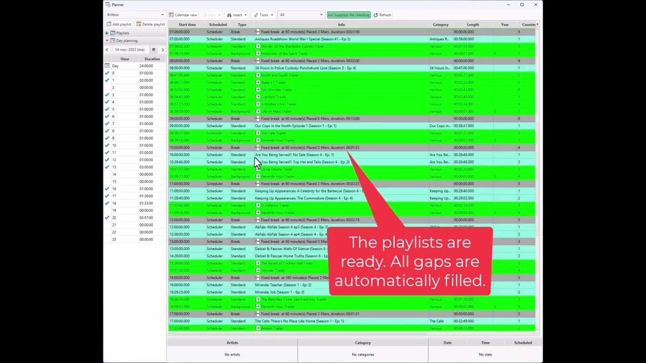 OnAir TV - making playlists