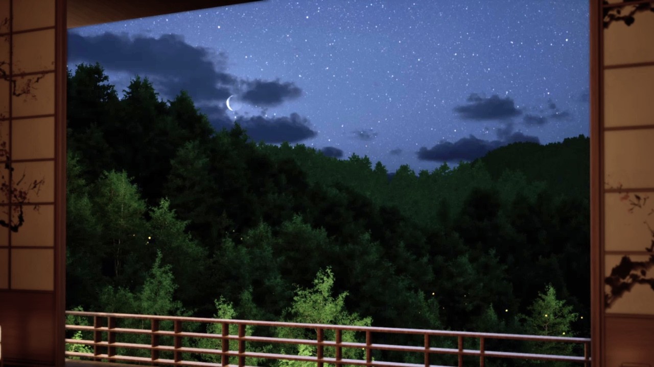 Night Ambience in a Japanese Forest 🌙✨ | Crickets, Breeze & River Sounds for Relaxation