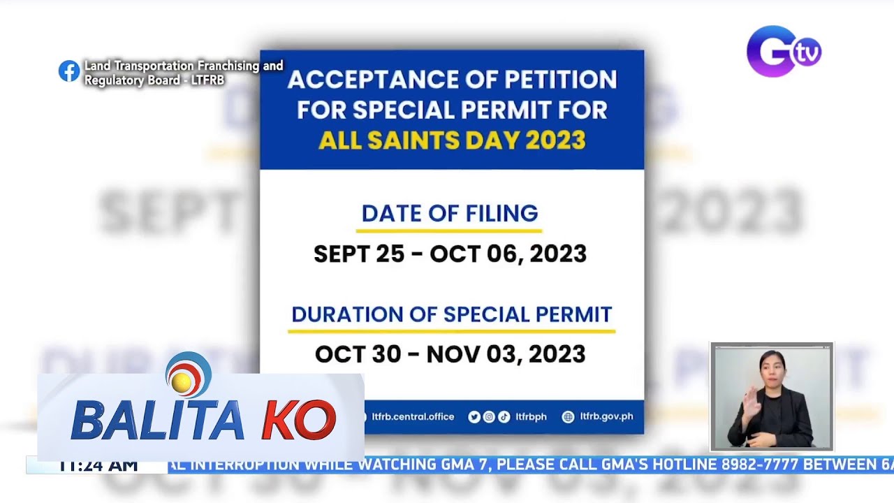 LTFRB: Tumatanggap pa rin ng mga special permit application sa Araw ng mga Santo hanggang... | BK