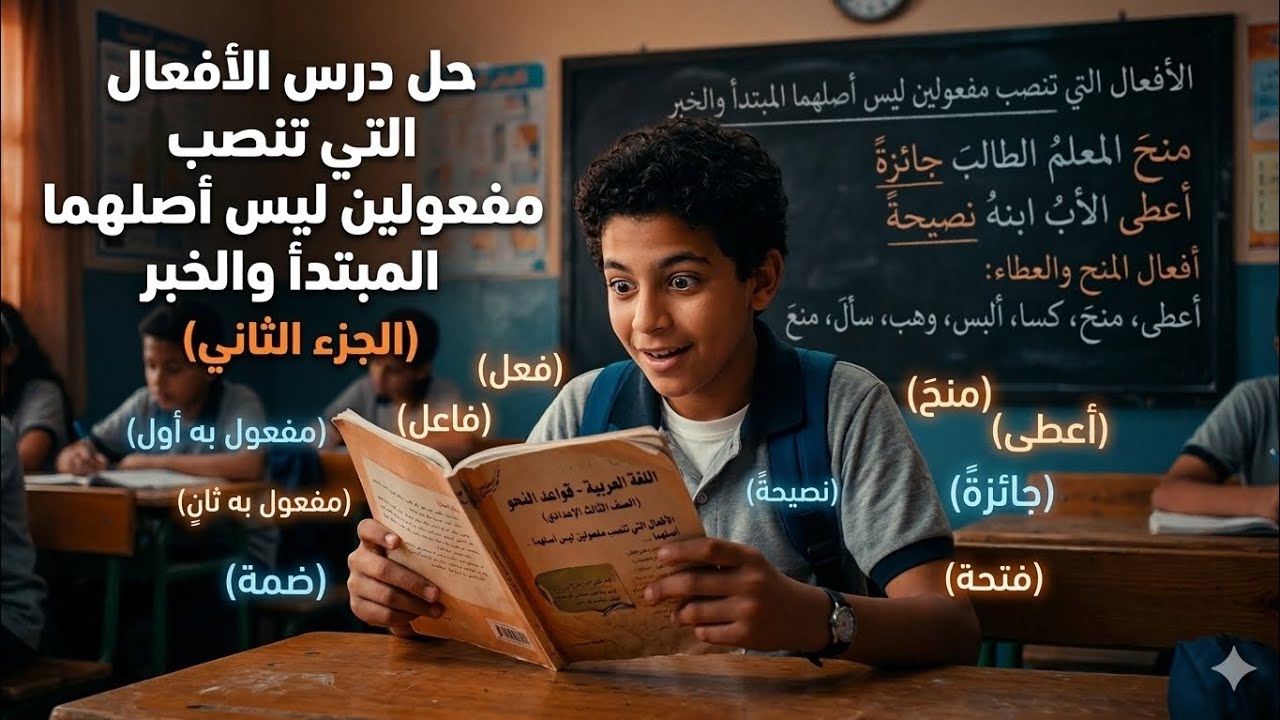 حل درس الأفعال المعدية لمفعولين ليس أصلهما المبتدأ والخبر(الجزء الثاني)#لغة_عربية #أولى_إعدادي #نحو